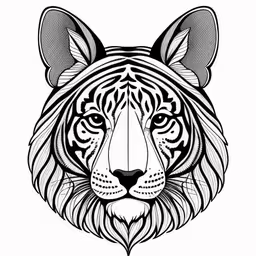 a black and white drawing of a tiger,a tiger