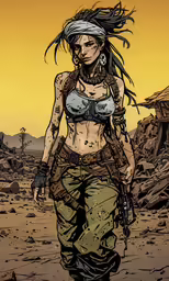 a sexy young woman walking through a desert area