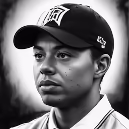 a man wearing a hat and a polo shirt