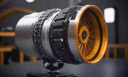a close up of an orange and black device