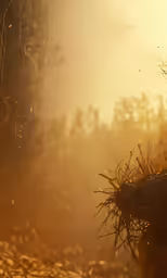 two small birds in their nest in the sunlight