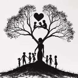 people holding hands in the shape of a tree