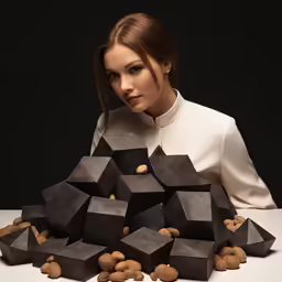 a woman in a white top and brown cookies