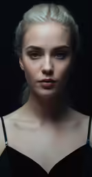 a portrait of a girl, in black background
