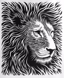the lion head is featured in this simple art project,a drawing of a lion with long hair