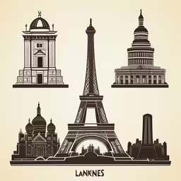 silhouettes of the landmarks of europe and their cities,a set of silhouettes of various cities in the world