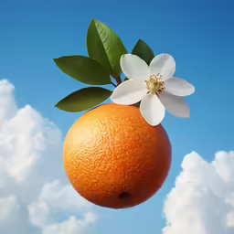 the large orange has a flower on it