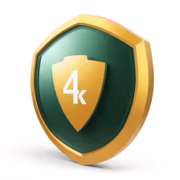 a 4k green shield with white text