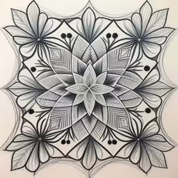 an intricate drawing on a white paper