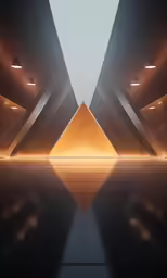 a large concrete structure with a reflective floor