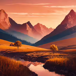 there is a reflection in the water at the bottom of the mountain,a mountain is reflected in a stream in a grassy meadow