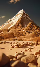 a large mountain covered in snow and rocks