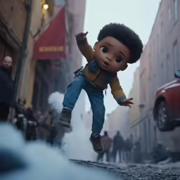 an african american boy is in the air