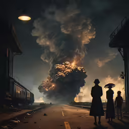 a very big cloud with a woman holding an umbrella
