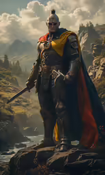 a digital painting of a knight on a hill