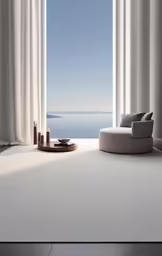 a room with two chairs and a ottoman on the floor