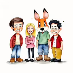 an image of a family with a dog,the cartoon style family is all different things
