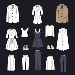 different types of clothes for different persons,a variety of clothes and jackets