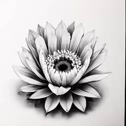 a drawing of a white flower with petals