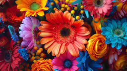 a photo of many colors of flowers,colorful flowers are shown in multi - colored images