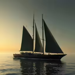 a sailboat floating on the water near an ocean
