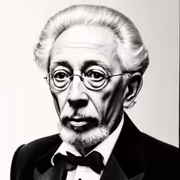 a photo is shown with a person in black and white