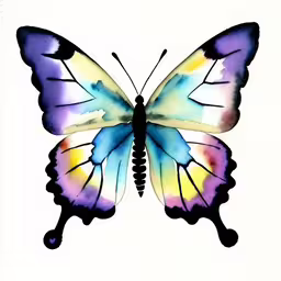 the colorful butterfly is on the white paper
