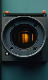 a camera lens sitting inside of a box