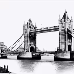 black and white photograph of the bridge