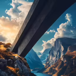 an abstract photograph of a road going over mountains