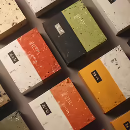 several different kind of book laying on a table