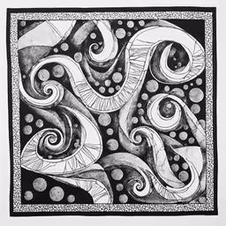 a drawing of an art nouveau style, with circles and swirls