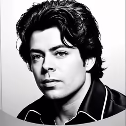 black and white photo of man looking to the side