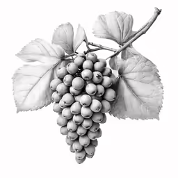 a black and white photo of some grapes