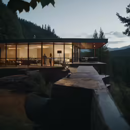 this image is of an elegant mountain house