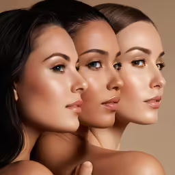 three beautiful women with naked backs posing