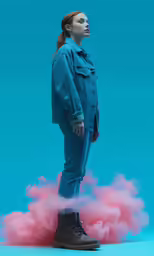 woman with her head in smoke