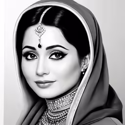 the woman is wearing a veil and wearing jewels