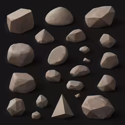 stone set in low polye for substanceous background
