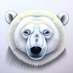 white bear drawing in pastel with gray background