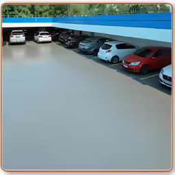 a line of cars parked in a lot