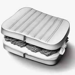 an object is made of a sandwich and has been placed on top of a white background