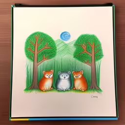 a picture of a book with an image of a cat and bear in it