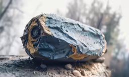 a rock that has been placed on a tree stump