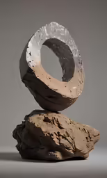 a rock made out of wood has a circular ring