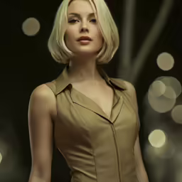 a blond woman with a short, blunt - topped bobcut