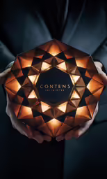 a man holding a light that is covered in triangles