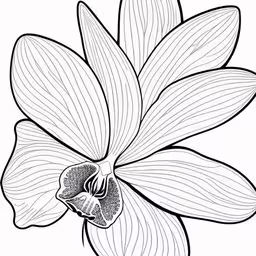 a single flower with a long stem on it,the blossom of a plant in the flowered pot,a flower is drawn in black and white,a flower with lines running around it,a flower drawing with lines on a white background