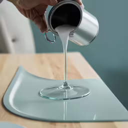 someone pours coffee from the can into a glass
