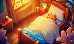 a small bed sitting in a bedroom under a lamp